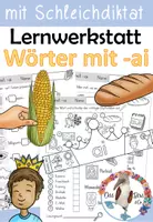 Vorschau - Arbeitsblätter - Rechtschreiben - Wörter mit ai - mit Minilesespur und Schleichdiktat - Deckblatt