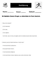 Vorschau - Arbeitsblätter - 40 Multiple-Choice-Fragen zu Adverbien im Fach Deutsch - Seite 1