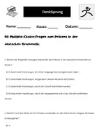 Vorschau - Arbeitsblätter - 40 Multiple-Choice-Fragen zum Präsens in der deutschen Grammatik - Seite 1
