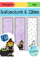Vorschau - Spiele - Lernspiel Kindergarten: Grafomotorik und Zählen (Hexe / Halloween) - Deckblatt