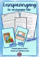 Vorschau - Arbeitsblätter - Lesespaziergang "der verschwundene Füller" ab Klasse 2 - Deckblatt