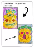 Vorschau - Arbeitsblätter - Kunstprojekt G. Arcimboldo - Gemüse- und Obstkopf würfeln und zeichnen - Kunstwerkbetrachtung, Kunst Grundschule - Seite 3