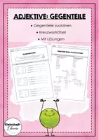 Vorschau - Arbeitsblätter - Adjektive: Gegenteile (Arbeitsblatt & Kreuzworträtsel) - Deckblatt