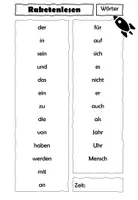 Vorschau - Arbeitsblätter - Raketenlesen Blitzlesen Wörterlisten Leseförderung - Seite 1