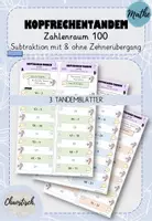 Vorschau - Aufgabenkarten - Kopfrechentandem im ZR 100 - Subtraktion mit & ohne ZÜ - Deckblatt
