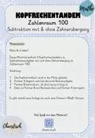Vorschau - Aufgabenkarten - Kopfrechentandem im ZR 100 - Subtraktion mit & ohne ZÜ - Seite 1