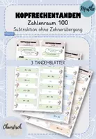 Vorschau - Aufgabenkarten - Kopfrechentandem im ZR 100 - Subtraktion ohne ZÜ - Deckblatt