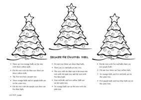 Vorschau - Mal- und Bastelvorlagen - Decorate the Christmas Trees - Knobelaufgaben - mit Lösung - Seite 2