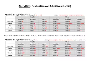 Vorschau - Arbeitsblätter - Materialpaket: Formentabellen Latein (Deklinationen, Konjugationen) - Seite 1