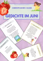 Vorschau - Arbeitsblätter - 4 JUNI GEDICHTE: ab der 2. Klasse - Deckblatt