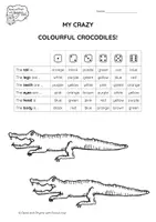 Aperçu - Feuilles d'exercices - Anglais: Mes animaux du zoo multicolores - Jeu de dés / My Crazy Colourful Zoo Animals - Game of Dice - Page 1