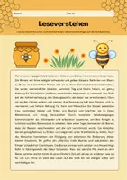 Vorschau - Arbeitsblätter - Bienen - Leseverständnis und Arbeitsblatt für Kinder - Deckblatt