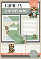 Vorschau - Mal- und Bastelvorlagen - Briefpapier und Briefumschläge "Tiger" (4 Lineaturen) - Deckblatt