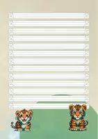Vorschau - Mal- und Bastelvorlagen - Briefpapier und Briefumschläge "Tiger" (4 Lineaturen) - Seite 2