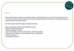 Vorschau - Unterrichtsreihen - Klettaufgaben & Arbeitsblätter: Die kleine Raupe Nimmersatt - Seite 1