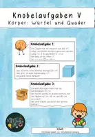 Vorschau - Aufgabenkarten - Knobelaufgaben Volumen von Würfel und Quader - Deckblatt