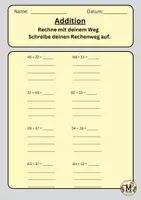 Vorschau - Arbeitsblätter - Addition mit Rechenweg - Deckblatt