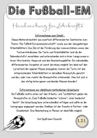 Vorschau - Arbeitsblätter - Die Fußball - EM / Europameisterschaft - Textverständnis (differenzierter Sachtext - Arbeitsblätter - Lösungen) - Seite 1