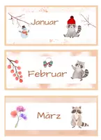 Vorschau - Mal- und Bastelvorlagen - Kalender- Tafelkalender + Wetteranzeige für die Waschbärenklasse - Seite 1