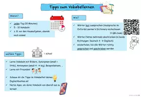 Vorschau - Merkblätter - Übersichtsblatt "Tipps zum Vokabellernen" - Seite 1