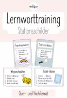 Vorschau - Stationenlernen - Lernworttraining Stationsschilder - Deckblatt