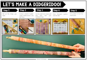 Vista previa - Manualidades / Dibujos para colorear - AUSTRALIA (Art Project) - Let's make a didgeridoo! - página 1