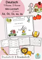 Vorschau - Stationenlernen - Deutsch Miniheft Umlaute, Doppellaute, ä, ö, ü, äu, au Klasse 1, 2 Rechtschreibung - Deckblatt