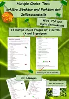 Vorschau - Test - PDF und Interactive: Zellorganellen multiple choice test - Deckblatt