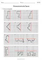 Vorschau - Arbeitsblätter - Arbeitsblätter mit Lösungen - Symmetrieachsen und achsensymmetrische Figuren zeichnen - Seite 1