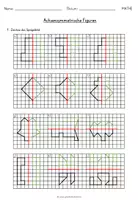Vorschau - Arbeitsblätter - Arbeitsblätter mit Lösungen - Symmetrieachsen und achsensymmetrische Figuren zeichnen - Seite 3