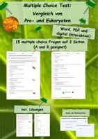 Vorschau - Test - Pro- und Eukaryotenzellen, multiple choice Test - Deckblatt