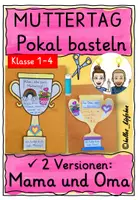 Vorschau - Stundenentwürfe - Muttertag – Bastelvorlage Pokal zum Aufhängen basteln - Deckblatt