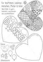 Vorschau - Mal- und Bastelvorlagen - Muttertag DANKE 3D Herzen / Vatertag / Held*innen + Pop-Art Geschenk - Seite 3