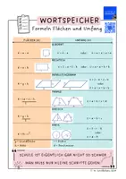 Vorschau - Merkblätter - Wortspeicher Formelsammlung Flächen und Umfang - Deckblatt