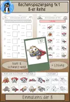 Vorschau - Spiele - Rechenspaziergang 8er Reihe – Kleines 1x1 mit 8 | Einmaleins üben mit Bewegung Grundschule - Deckblatt