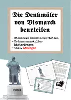 Vorschau - Arbeitsblätter - Erinnerungskultur: Die Denkmäler von Bismarck beurteilen - Deckblatt