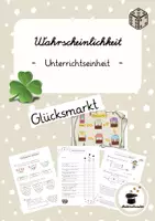 Vorschau - Unterrichtsreihen - Wahrscheinlichkeit – Unterrichtseinheit „Glücksmarkt“ mit Experimenten & Arbeitsblättern (Mathe) - Deckblatt