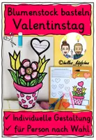 Vorschau - Stundenentwürfe - Valentinstag Geschenk – Bastelvorlage Blumenstock - Deckblatt