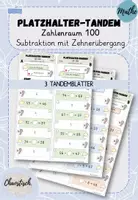 Vorschau - Aufgabenkarten - Tandemaufgaben ZR 100 - Platzhalter | Subtraktion mit ZÜ - Deckblatt