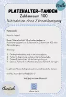 Vorschau - Aufgabenkarten - Tandemaufgaben ZR 100 - Platzhalter | Subtraktion ohne ZÜ - Seite 1