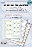 Vorschau - Aufgabenkarten - Tandemaufgaben ZR 100 - Platzhalter | Subtraktion mit & ohne ZÜ - Deckblatt