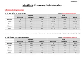 Vorschau - Arbeitsblätter - Formentabelle Latein: Pronomen - Deckblatt