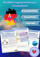 Vorschau - Arbeitsblätter - Bevölkerungsentwicklung in Deutschland - Arbeitsblätter & PowerPoint (Entwicklung, Gründe, Probleme, Maßnahmen...) - Deckblatt