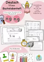 Vorschau - Stationenlernen - Miniheft Laut, Buchstaben ng Deutsch 1. Klasse 2. Klasse Rechtschreibung, Lernwörter - Deckblatt