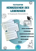 Vorschau - Arbeitsblätter - Kennzeichen des Lebens - Textkarten für Gruppenpuzzle oder Stationenarbeit (Merkmale von Lebewesen) - Deckblatt