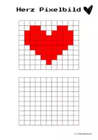 Vorschau - Arbeitsblätter - Herz Pixelbild Muttertag / Vatertag - Deckblatt