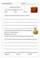 Vorschau - Arbeitsblätter - Quiz zur Geld-Reportage (mit Lösung) - Deckblatt