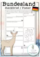 Vorschau - Arbeitsblätter - Steckbrief Bundesländer vorstellen (Arbeitsblatt & Poster) - Deckblatt