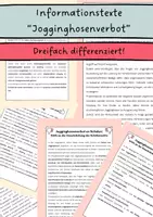 Vorschau - Text - Informationstexte "Jogginghosenverbot" Pro/Contra - Deckblatt