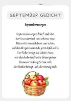 Vorschau - Arbeitsblätter - 4 Gedichte für den SEPTEMBER ab 2. Klasse (auswendig lernen, aufhängen) - Seite 1